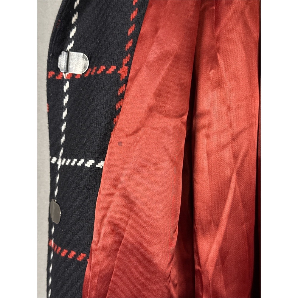 Vintage Lord & Taylor Identity Black Red White Diamond Wool Blend Coat Luxury 6 - Picture 8 of 16
